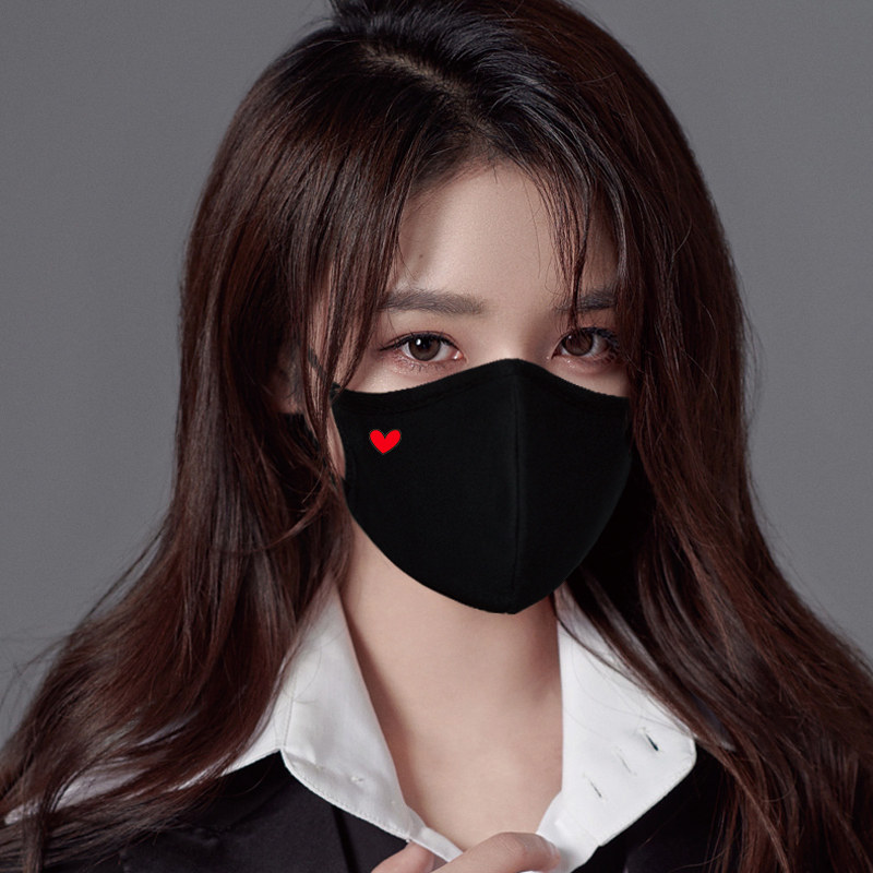 2个装纯棉口罩透气冬季防风布潮款个性可水洗黑色3d保暖防雾霾