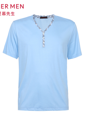 爱慕先生专柜正品纵享丝滑男士莫代尔家居服套头短袖睡衣NS41D773