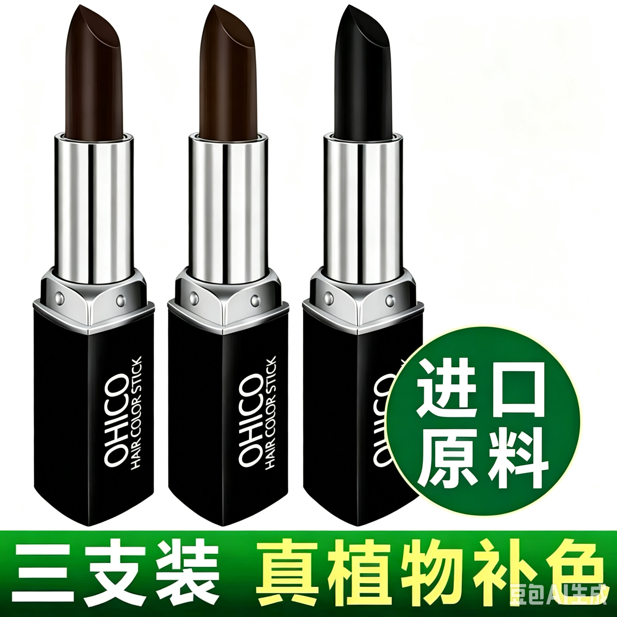 【孕妇可用】白发口红式一次性染发笔棒植物补发根遮盖神器不掉色
