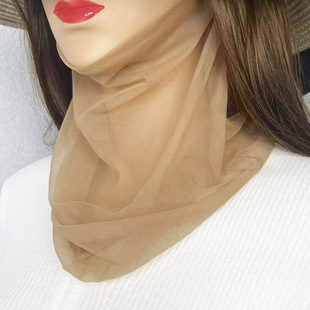 夏季 挂耳防晒面罩面纱口罩女遮脸围脖套头护脖子护颈小丝巾 轻薄款