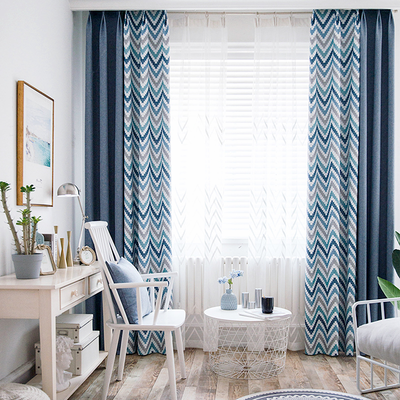 拼接简约现代风百搭几何双面窗帘