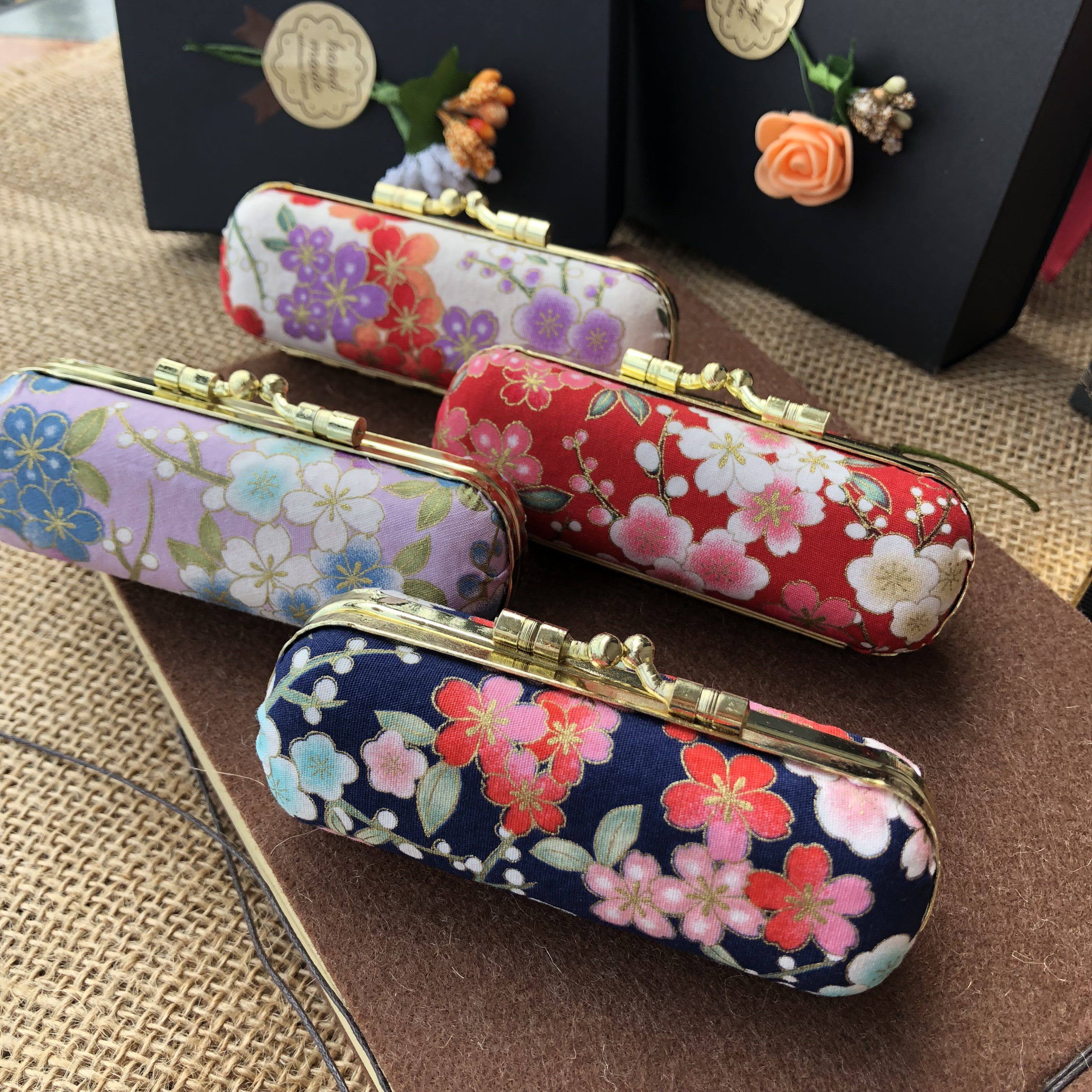 包邮 和风烫金樱花口红盒子唇膏盒 首饰盒礼物盒带镜子放包包