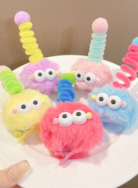 网红新款毛绒彩色可爱小怪兽发卡毛毛发夹儿童搞怪鸭嘴夹搞怪头饰