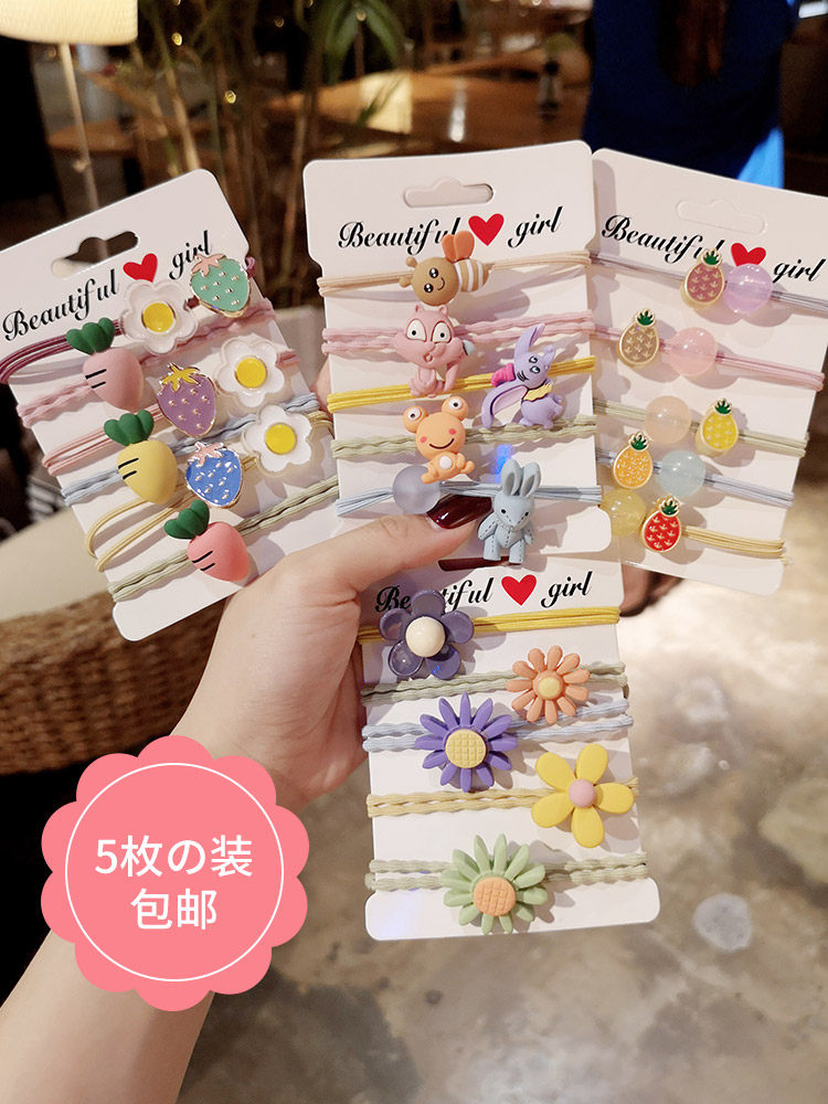 Hyuna flower hair circle female net red Korean simple leather band tied hair small fresh hair circle cartoon ins cute hair ornaments