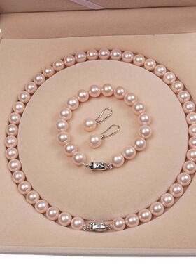 韩国东大门珍珠高亮珍珠颈链手链耳环套装复古气质优雅甜美首饰女
