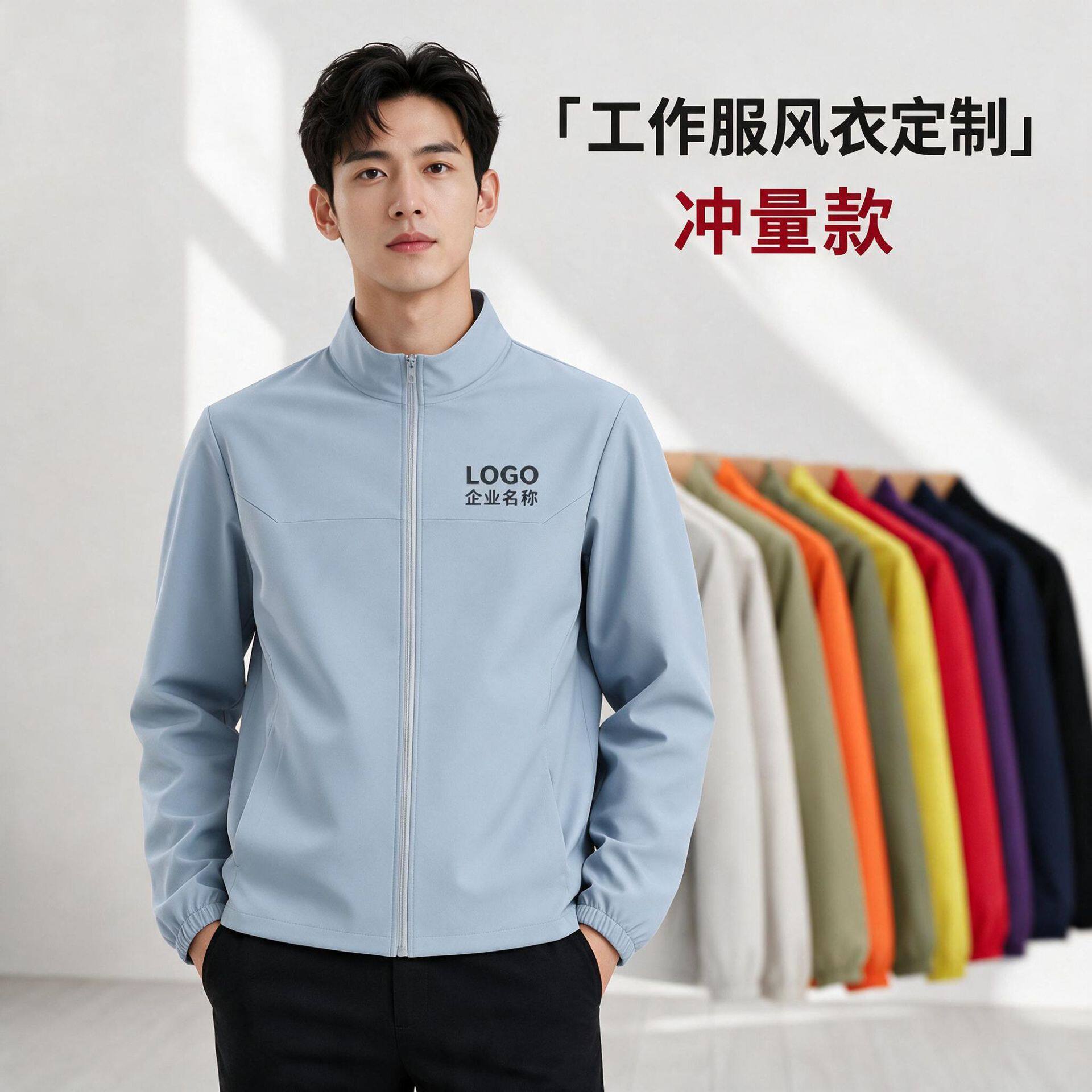 工作服外套男女款工衣团体防泼水风衣立领工装秋季夹克衫定制logo