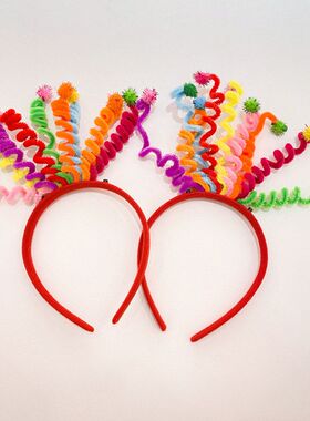 韩国弹簧生日发箍七彩氛围拍照道具卡通球球头箍闺蜜可爱外出装扮