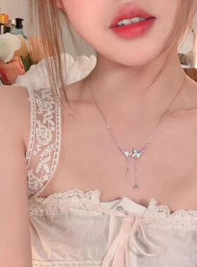 超仙气质蝴蝶流苏项链女轻奢ins高级感冷淡风时尚个性百搭锁骨链