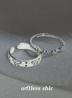 微镶锆石戒指~甜酷风开口可调节食指戒指环义乌饰品工厂手饰