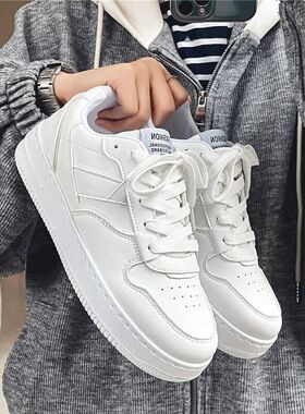 小白鞋男款冬季透气潮流百搭白鞋高级感白色板鞋运动休闲男鞋冬季