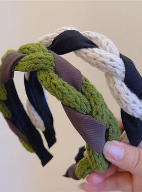 日韩秋冬森系毛线麻花气质百搭高颅顶仙气时尚发箍头箍显白发卡