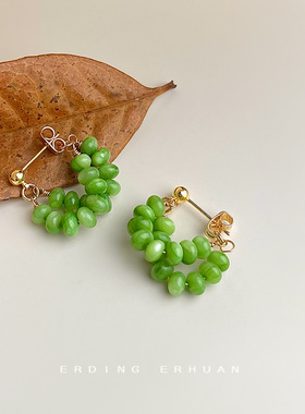 春天款双层贝壳清新甜美森系简约新款耳饰原创设计手工耳环女工厂