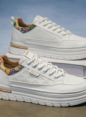 网红爆款男鞋春季小众原创百搭休闲板鞋男士运动厚底增高小白潮鞋