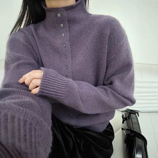 韩系慵懒风内搭宽松休闲显瘦打底衫 女26年新款 厂家直销高领针织衫
