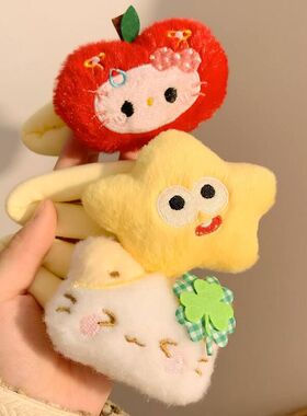 可爱星星毛绒发夹边夹侧边发卡女卡通高级感bb夹百搭夹子头饰新款