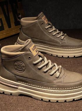 男鞋冬季新款英伦复古中帮马丁靴男士休闲工装鞋潮流低帮短靴皮鞋