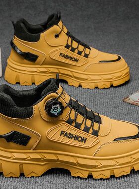 男鞋2026春季新款高帮休闲运动潮鞋厚底增高防滑户外工装马丁靴子