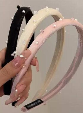 丝光立体珍珠发箍甜美少女百搭外出头箍高级设计感发卡发饰新款