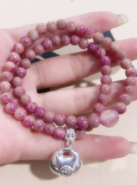 串珠手链2024新款手串女友手饰轻奢小众设计感小胖福玫瑰花珠手链