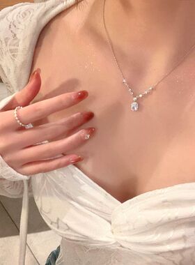 韩系ins风爆闪精致锆石吊坠项链女轻奢高级感锁骨链气质颈链配饰