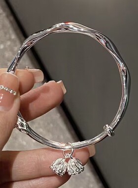 亮面莫比乌斯莲蓬手镯女款扭纹镯子手环可调节