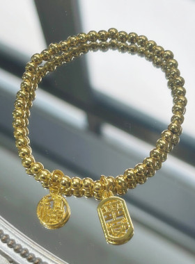 时尚新款平安福字手链女轻奢小众精致银色手链闺蜜手串