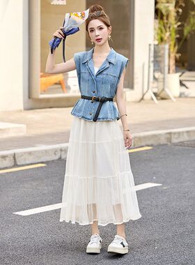 时尚套装裙女2025夏季新款韩系气质小香风独特漂亮牛仔穿搭潮