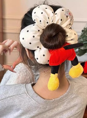 米奇花朵波点屁屁发圈大肠圈可爱毛绒丸子头公主落难扎头绳发饰女