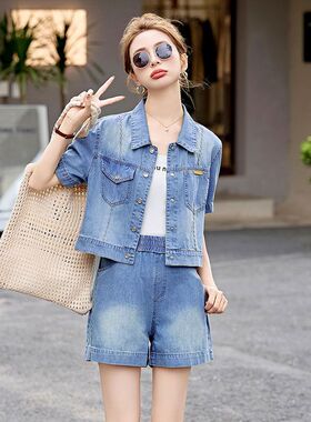 今年流行夏季牛仔套装女2025新款时尚两件套减龄一整套穿搭小个子