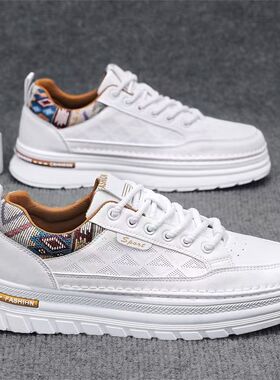 网红爆款男鞋春季小众原创百搭休闲板鞋男士运动厚底增高小白潮鞋