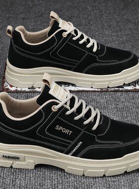 男鞋冬季透气2026年新款潮流百搭休闲板鞋男款低帮工装皮面马丁靴