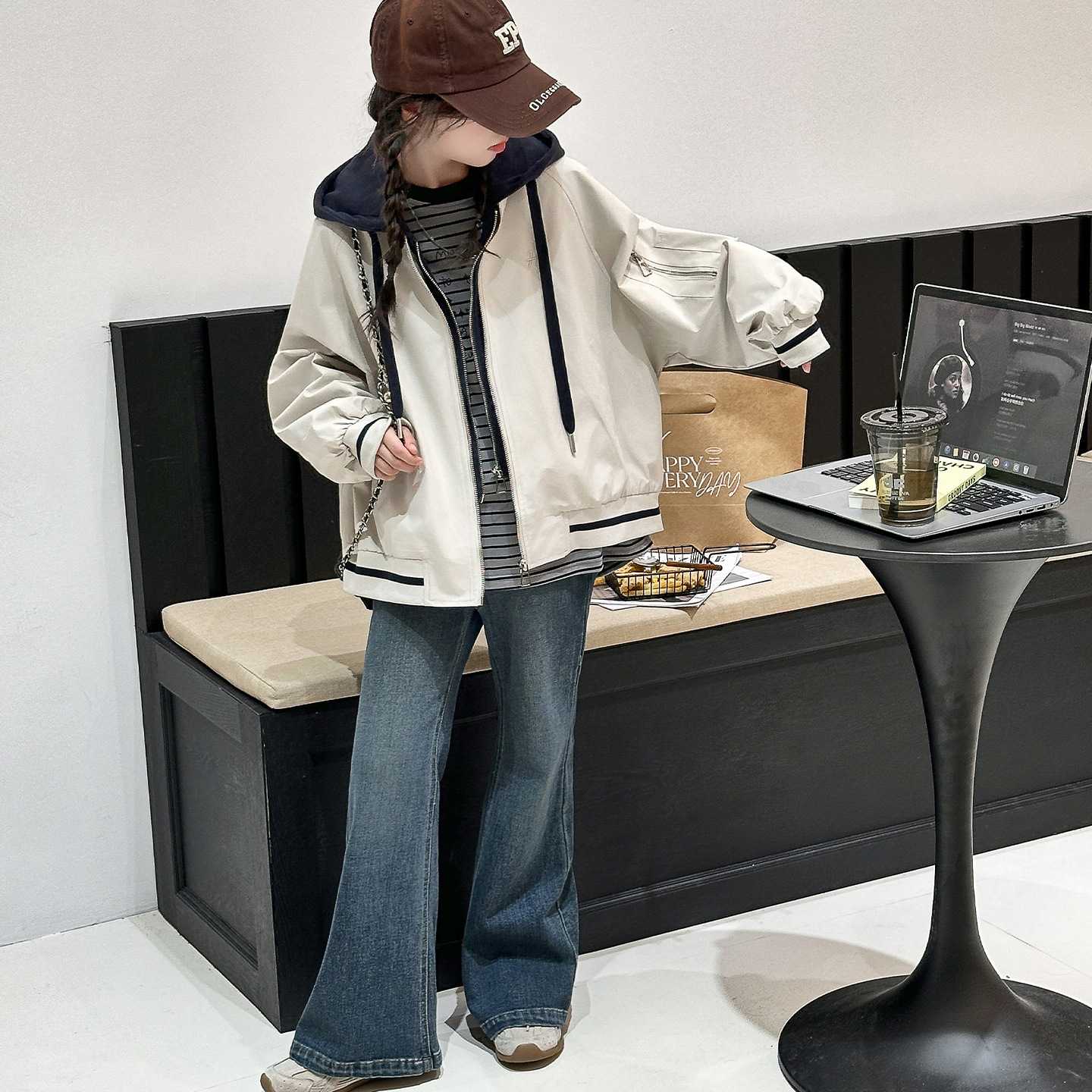 专柜品牌女童外套春装2026新款儿童洋气休闲棒球服女大童春秋连帽