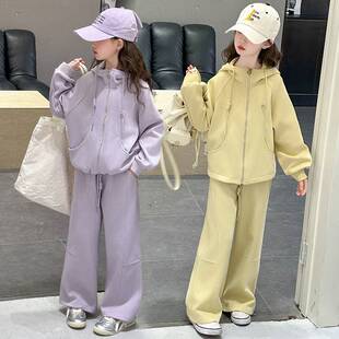 商场品牌女童春秋套装卫衣开衫2025新款洋气时髦女孩春季长裤运动