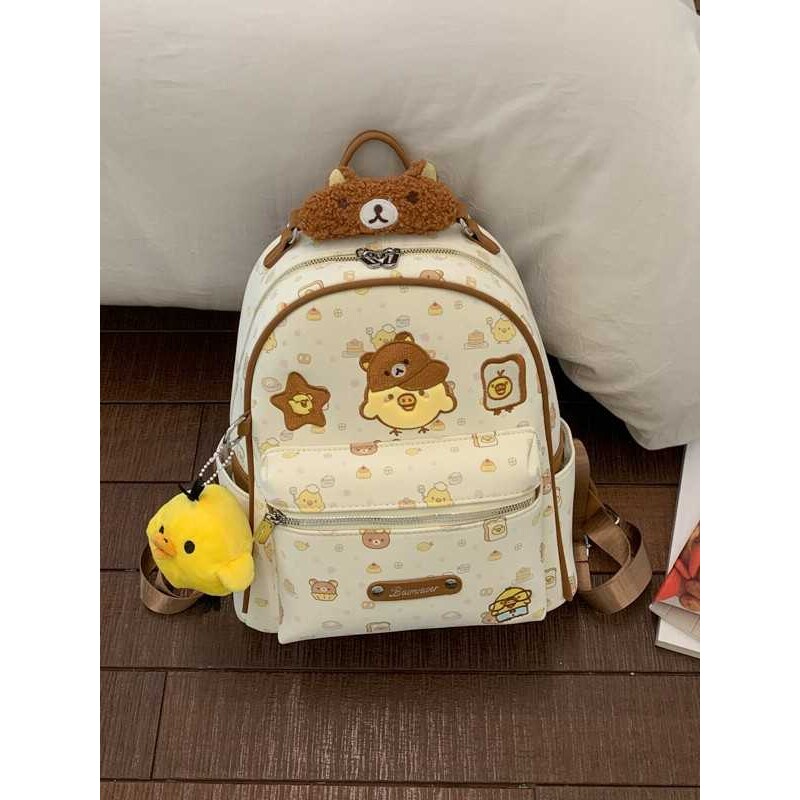 专柜品牌轻松熊印花学生书包波点印花双肩包高颜值通勤双肩包外出