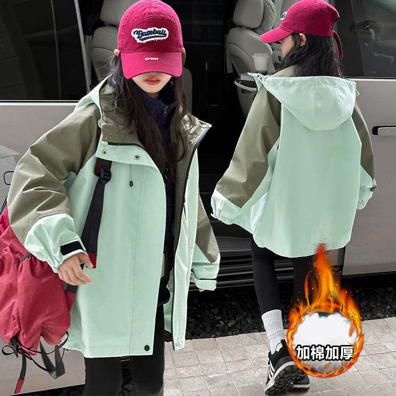 商场品牌女童三合一冲锋衣秋款2025新款女孩儿童户外装女大童秋冬