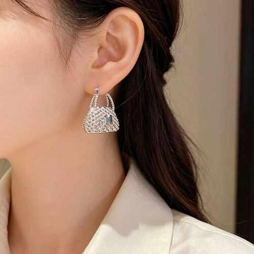 专柜品牌欧美个性夸张金属镂空包包耳扣女小众独特创意设计感耳环