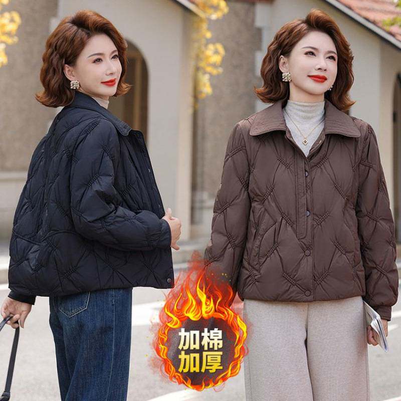 商场品牌时尚妈妈冬装羽绒棉服外套短款棉衣中老年女装保暖小棉袄