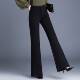 宽松休闲直筒微喇裤 新款 大 女2026春季 商场品牌简约黑色高腰喇叭裤