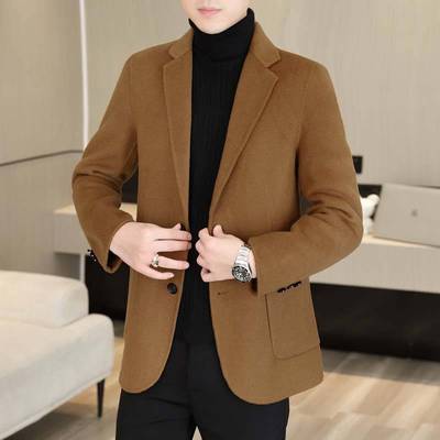 商场品牌双面呢西装男士羊毛大衣2025秋冬季新款男短款加厚小西服