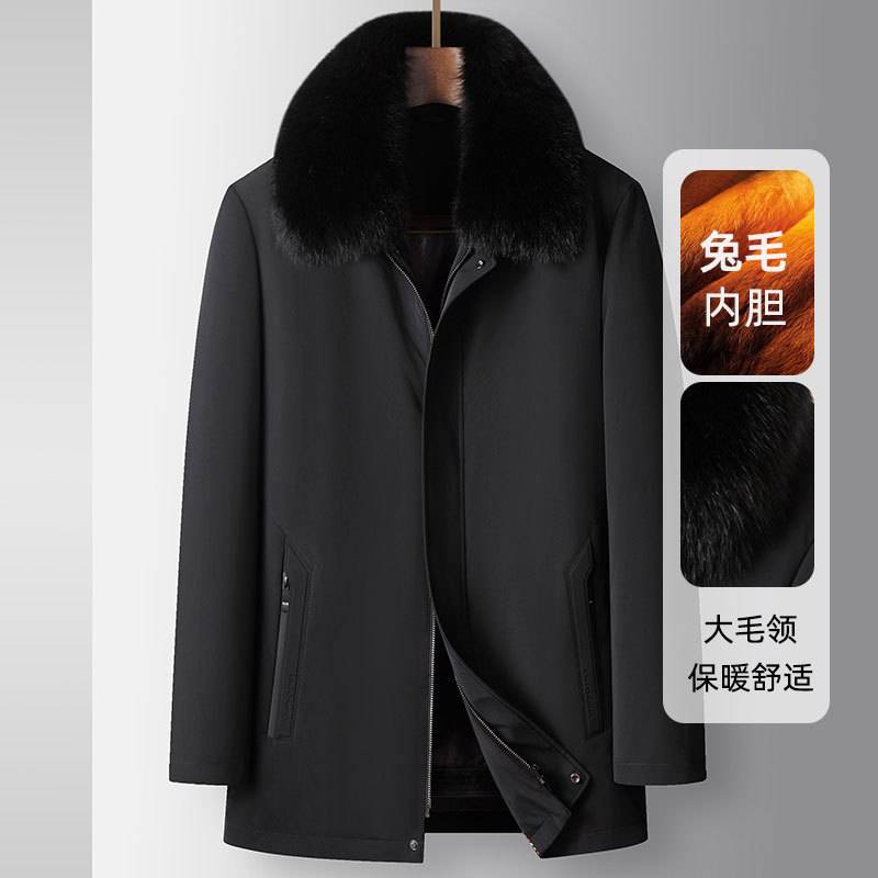 商场品牌男式皮草冬季狐狸毛翻领加厚可脱卸兔毛内胆皮毛一体中青