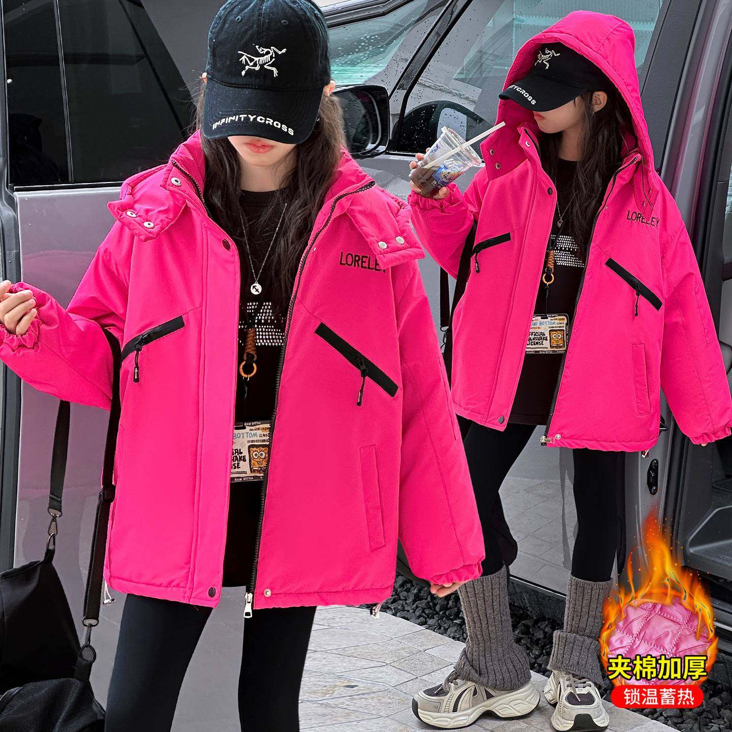 商场品牌儿童装女童冬装棉衣2025新款冬季女孩中大童洋气时髦绣花