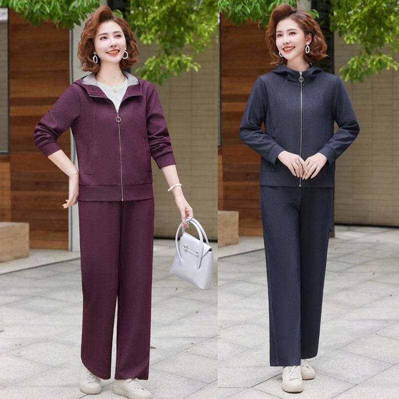 商场品牌中年妈妈春装套装洋气时尚新款中老年女春秋休闲外套运动