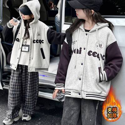 商场品牌女童秋冬款韩版休闲夹棉加厚棒球服外套中大童初中生洋气