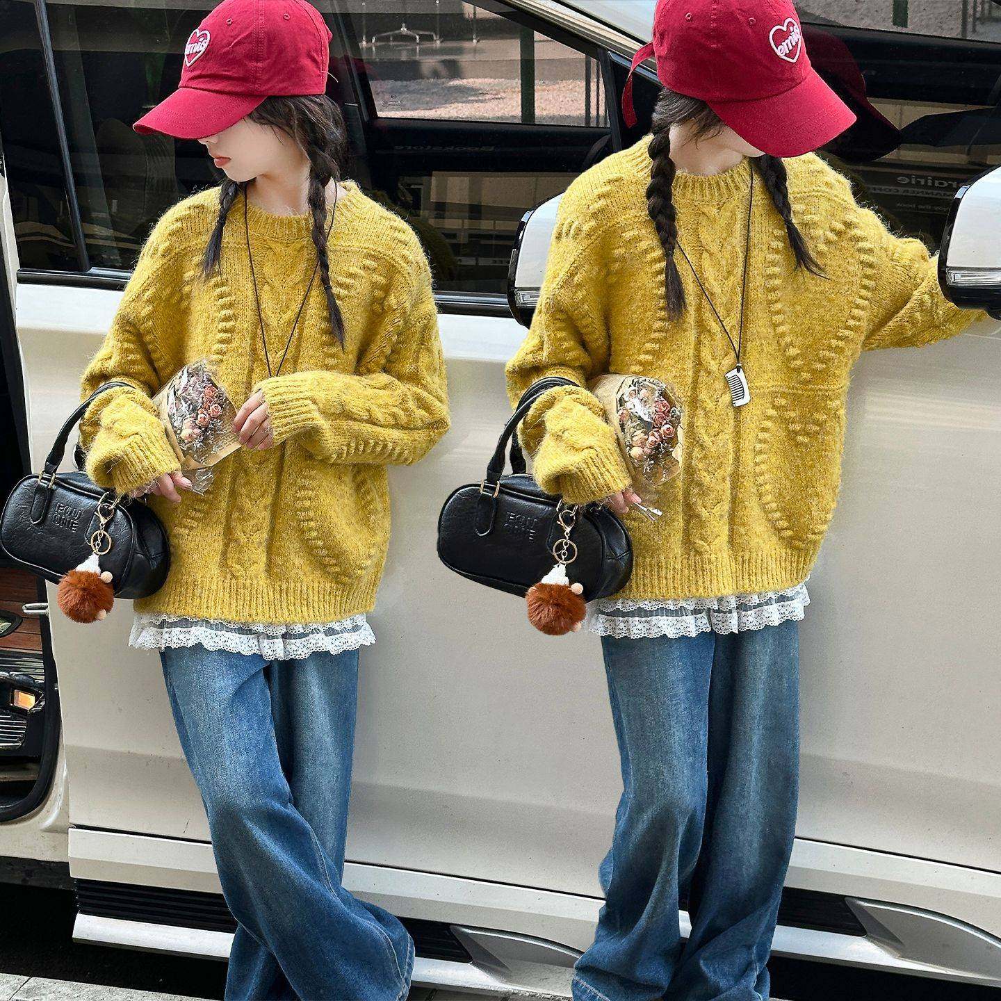 商场品牌女童毛衣秋冬2025新款潮儿童套头毛线上衣韩版女孩加厚针