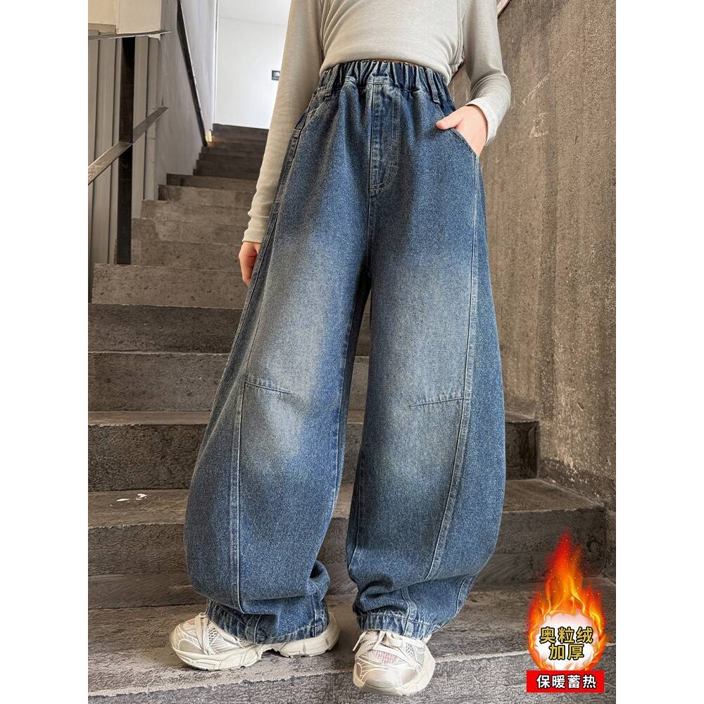 商场品牌女童秋冬款裤子2025新款童装冬季洋气女孩弯刀长裤儿童加