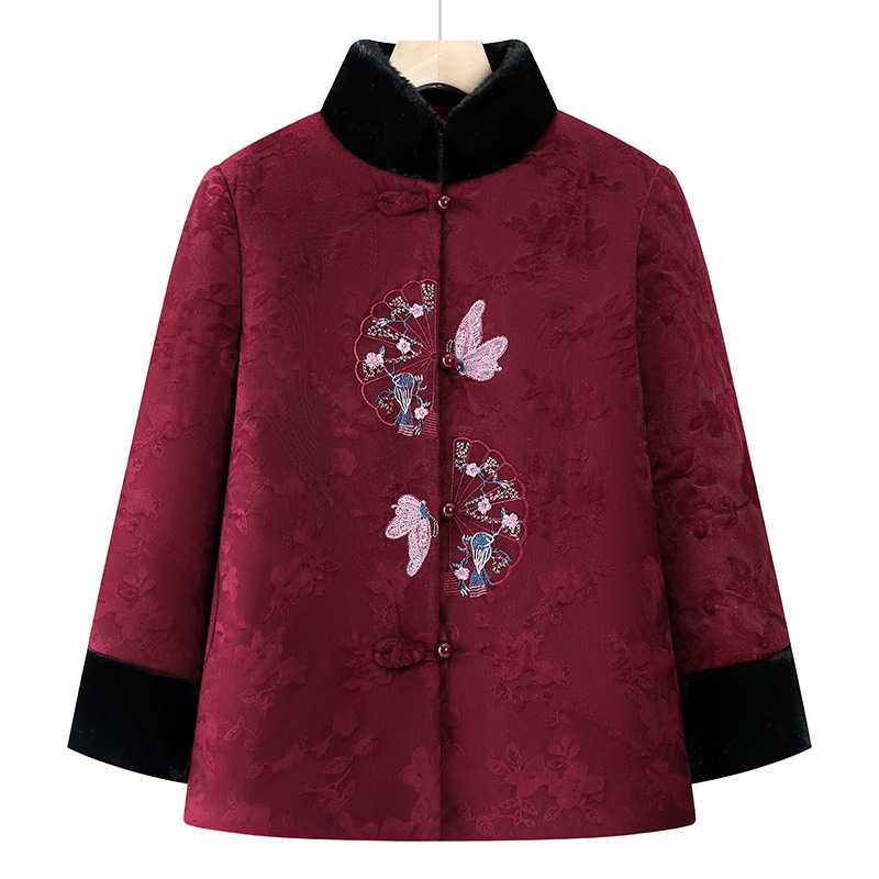 专柜品牌奶奶冬装棉衣服加绒加厚老年人唐装棉袄女妈妈装保暖喜庆