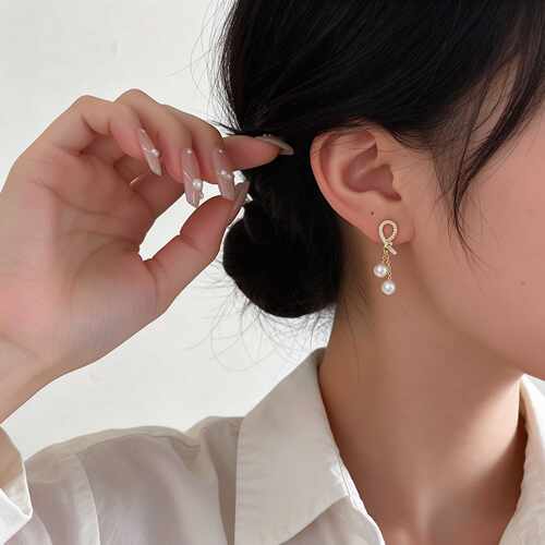 专柜品牌精致锆石珍珠流苏耳钉新款气质耳饰小众设计简约方圆脸独