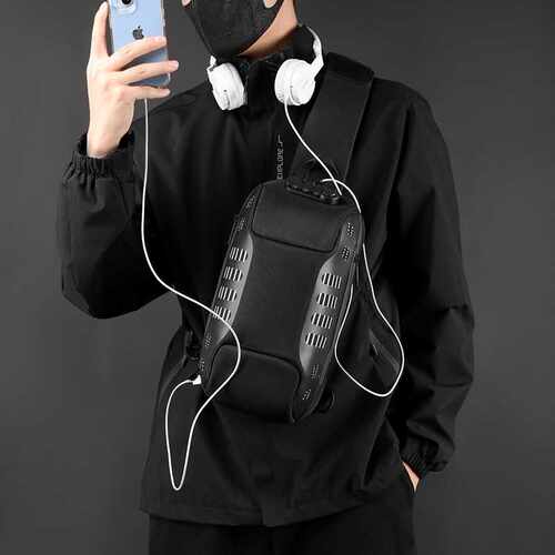 专柜品牌WEPOWER新款男士潮牌胸包户外休闲防盗斜挎包大容量多功