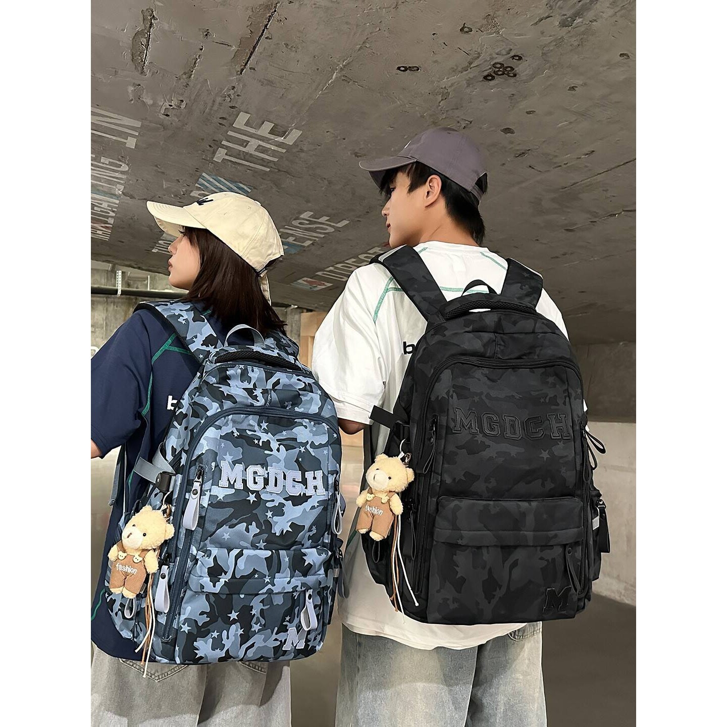 专柜品牌美式暗纹迷彩小众潮酷感双肩包初高中帅气体育生高品质气