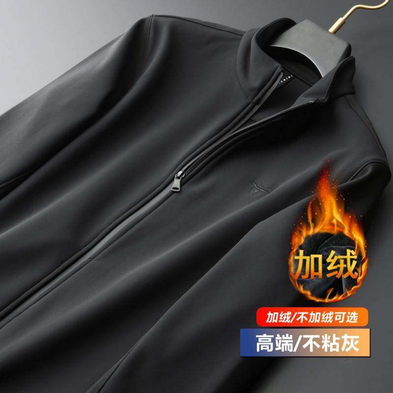 商场品牌高级感休闲外套男冬季运动夹克男士立领卫衣加绒男装棒球